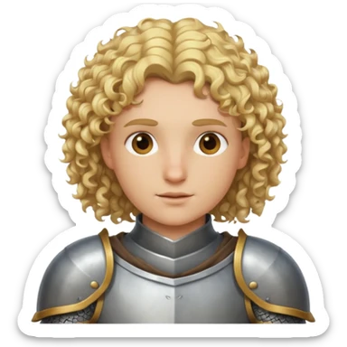 Knight with blonde hair and curly hair no mustache wearing armor sticker