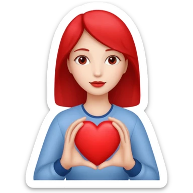 A single woman with heart in his hand  sticker