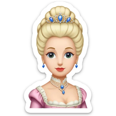 Cinematic Realistic Marie Antoinette Portrait Emoji, depicted as an opulent royal figure with elegant attire and a graceful poised expression, rendered with rich textures and soft lavish lighting that captures her historical allure. sticker