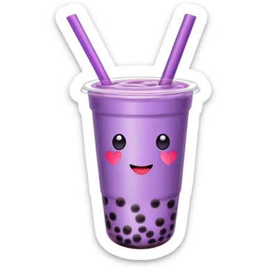 Purple Boba Tea heart emoji  sticker