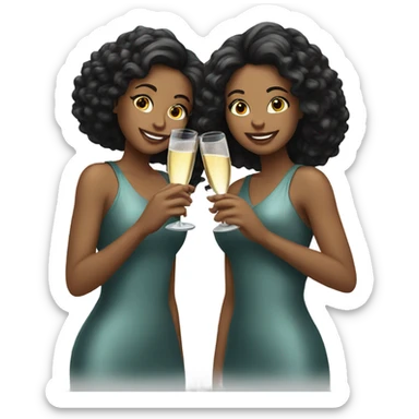 Two girls having champagne  sticker