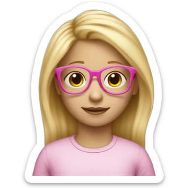 blond child girl with blond hair and pink glasses sticker