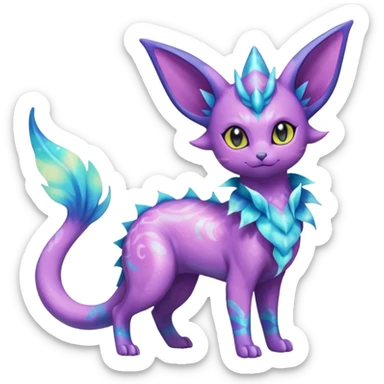 Shiny Nebulae Purrloin-Espeon-Lumineon-Vaporeon-Amaura-Dragonair-Fakémon-hybrid-creature (full body)  sticker
