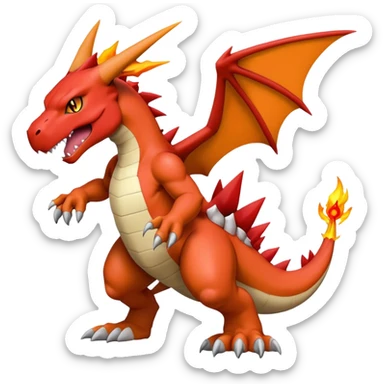 Cool edgy Guilmon-Agumon-Charizard-Digimon, full body sticker