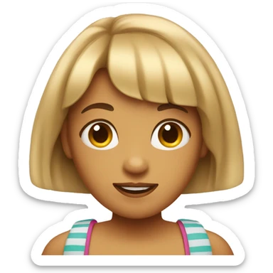 Girl with bangs in vacation  sticker
