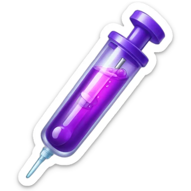 medical syringe containing a violet liquid sticker
