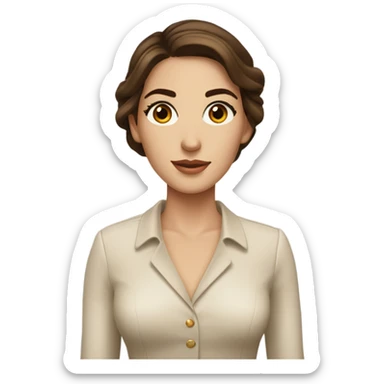 a beautiful pretty woman that has long brown hair, very elegant, full brows and big brown eyes and also add a birkin sticker