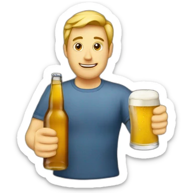 an-animated-bottle-of-beer-with-a-glass-of-beer-in-hand sticker
