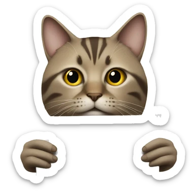 a cat holding a piece of paper that says 'anua' sticker