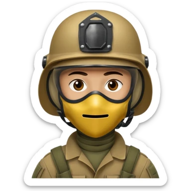 soldier with helmet and wearing mask sticker