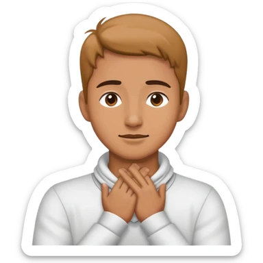 Someone putting their hands around their neck sticker