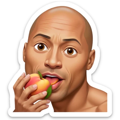 Dwayne the rock Johnson licking a peach sticker