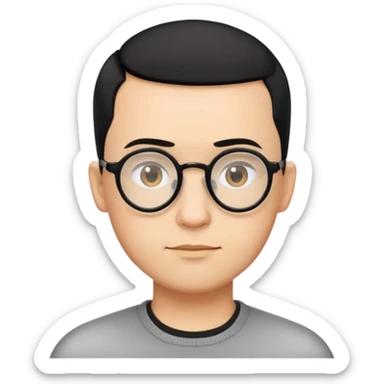 Buzz hair cut man with rounded glasses and very short black hair sticker