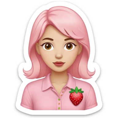 pastel pink women's shirt with a strawberry embroidered in the center sticker