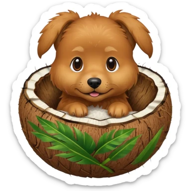 dog in a coconut sticker