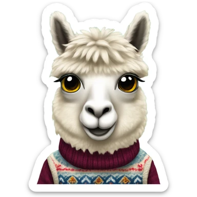 Alpaca in a fair isle sweater vest sticker