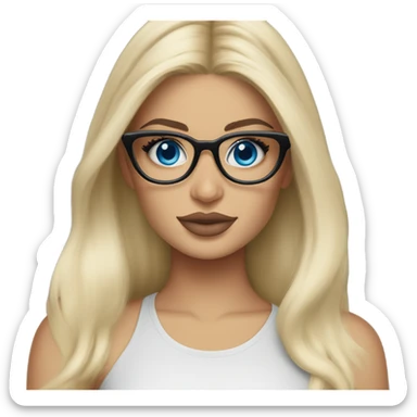 blonde kylie jenner with blue eyes and glasses  sticker