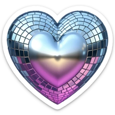 disco ball in shape of a heart sticker