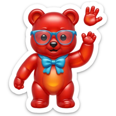 gummy bear with glassess, only head and arm sticker