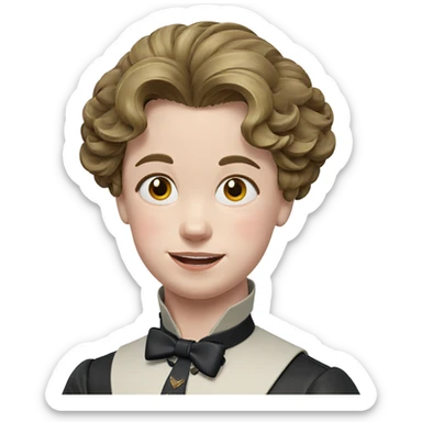 smiling boy with bow sticker