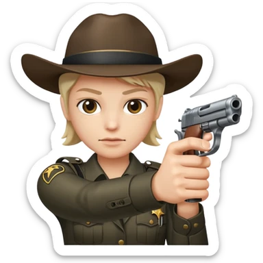 someone pointing a gun sticker