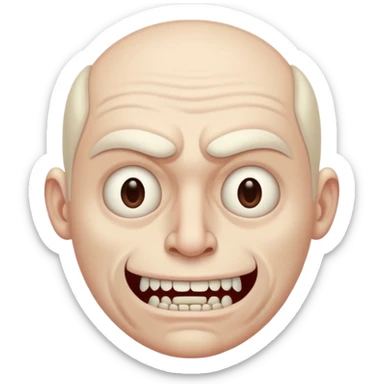 Creepy man with big mouth and no nose and ears sticker