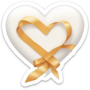 White warm colour heart with a ribbon on it  sticker