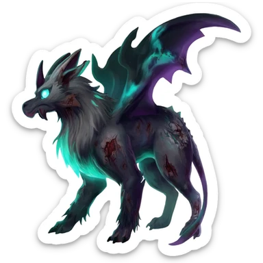 Aural bioluminescent spectrumal darky dusky spoopy spoilt rotten Salandit-Amaura-Darkrai-animal-creature-hybrid-fusion-creature, full body  sticker