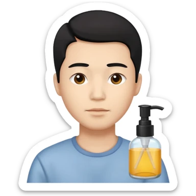 chinese man doing skincare with a faded haircut black hair sticker