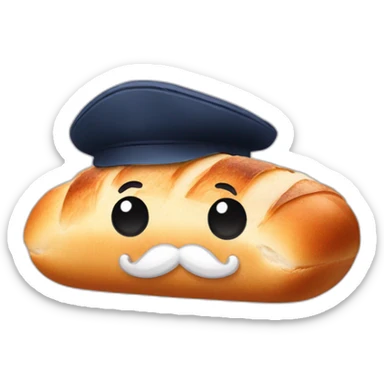 A baguette with a French beret and a mustache sticker