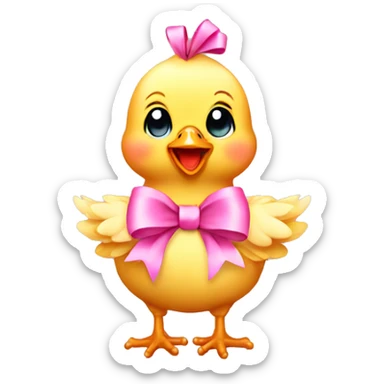 Baby chicken with pink bow sticker