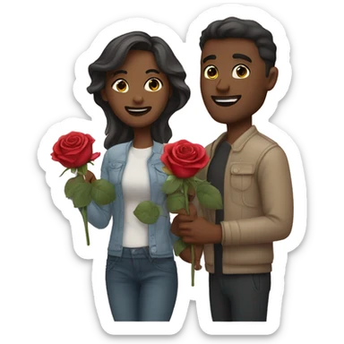 Couple with roses in the hand sticker