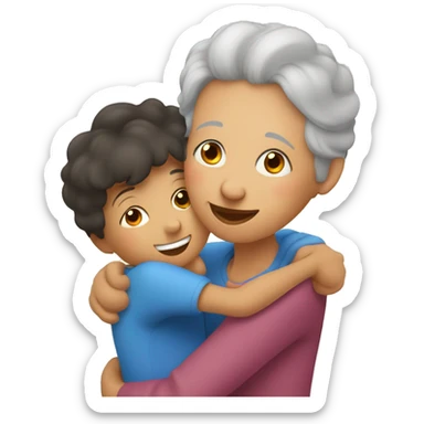 hug between grandmother and grandson sticker