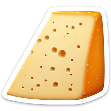 wedge of Saint-Nectaire cheese with soft washed orange-gray rind, creamy pale yellow interior, smooth and slightly supple paste, occasional small holes, gentle sheen, rind with natural aging marks, soft lighting, subtle shadows, emoji scale sticker