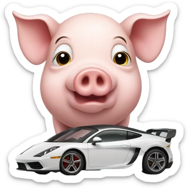 pig with sportcar sticker