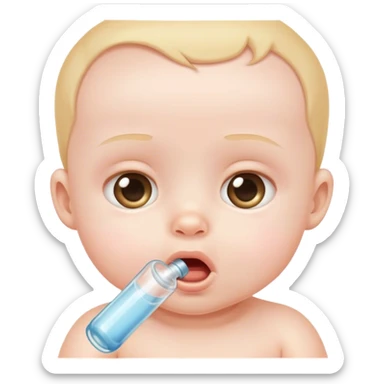 bebe com tubo na garganta sticker