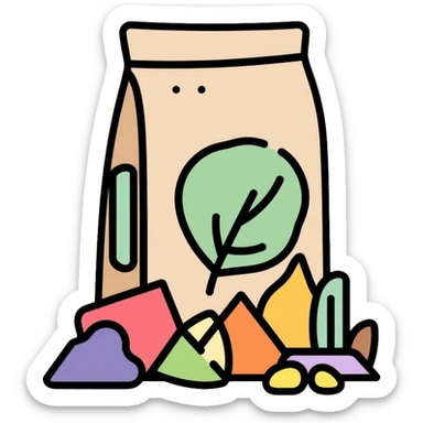 bag of mineral fertilizer with mineral symbols sticker