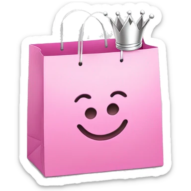 shopping bag pink with silver crown in front sticker