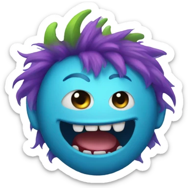 blue haired monster sticker