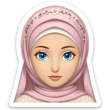 Beautiful finish hijabi girl with blue eyes and sakura wedding dress sticker