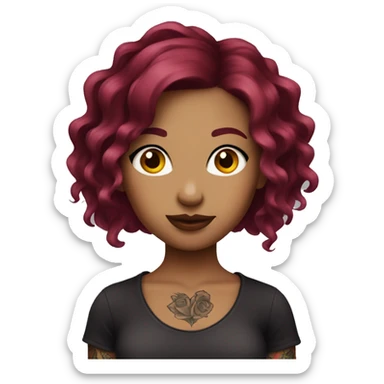 Tattooed girl with burgundy hair sticker