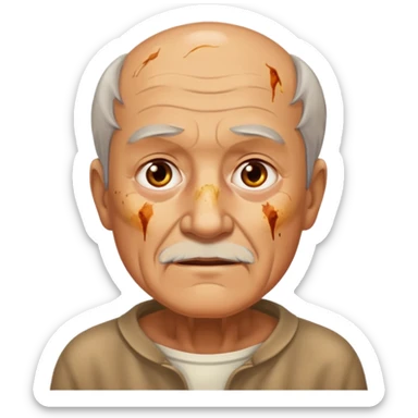 AN OLD MAN FULL OF BURNED MARKS BECAUSE OF COOKING OIL sticker