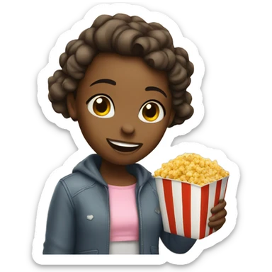 Girl with popcorn sticker