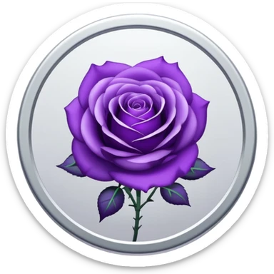 Purple shadow rose silver circle plaque sticker