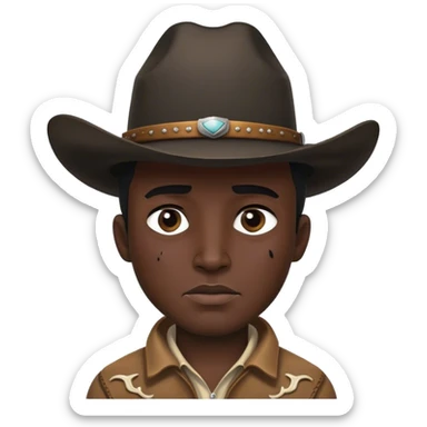 Cowboy with black expression Scar under eye and a cowboy hat sticker