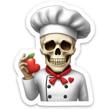 skull chef blowing a kiss heart sticker