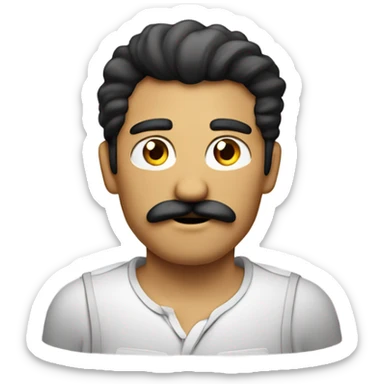 Hombre con bigote macho y con camisa Polo negra sticker