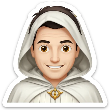 white cloak villain smiling, male sticker