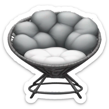 Gray Papasan chair with white pillow sticker