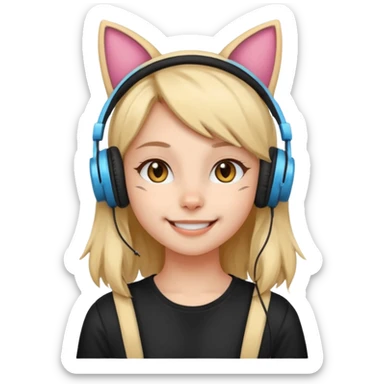 streamer girl with cat ears headphones sticker